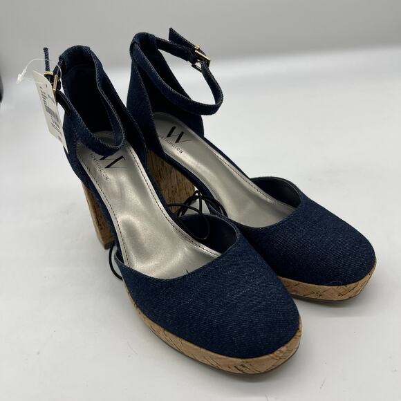Worthington Womens Panama Block Heel Pumps Denim Size 7.5M - Picture 4 of 11